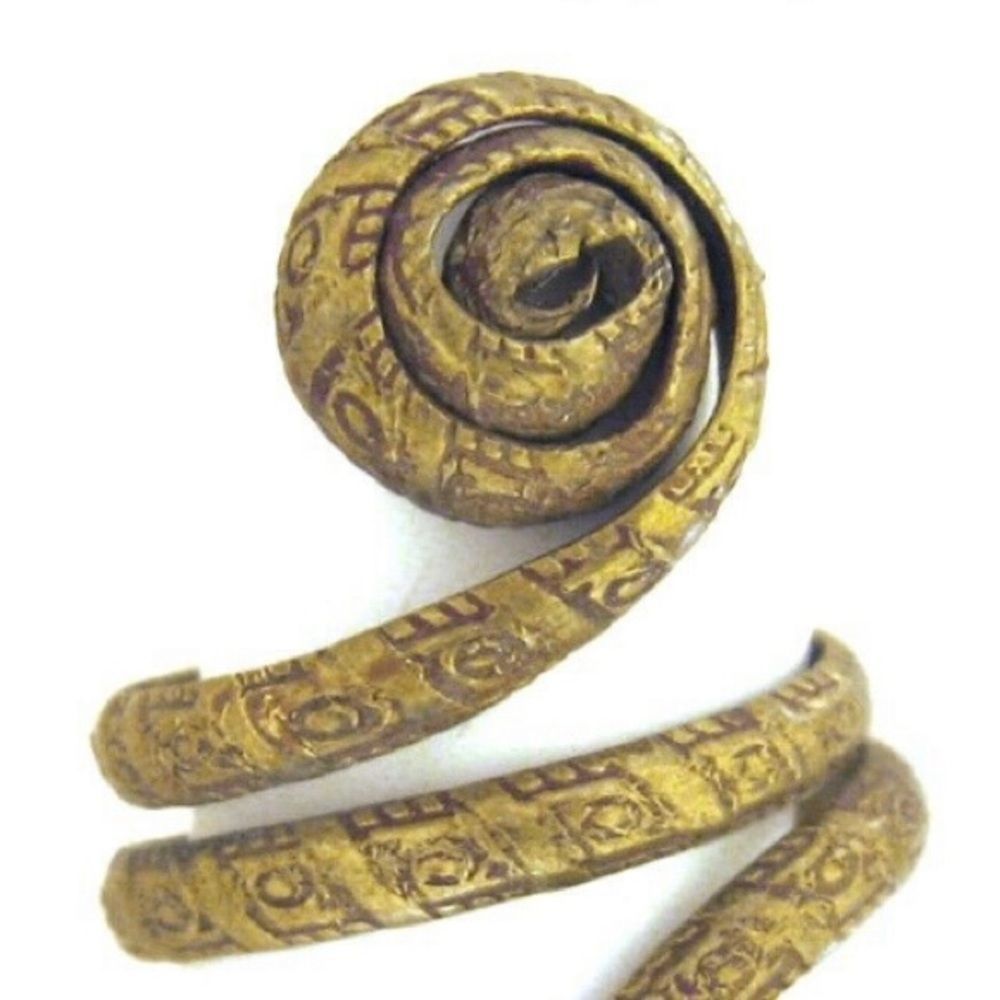 Vintage Egyptian Revival Brass Snake Ring Size 6 - Picture 3 of 4
